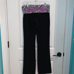 Pink (VS) Black/ Zebra Print Yoga Pants (Size M)